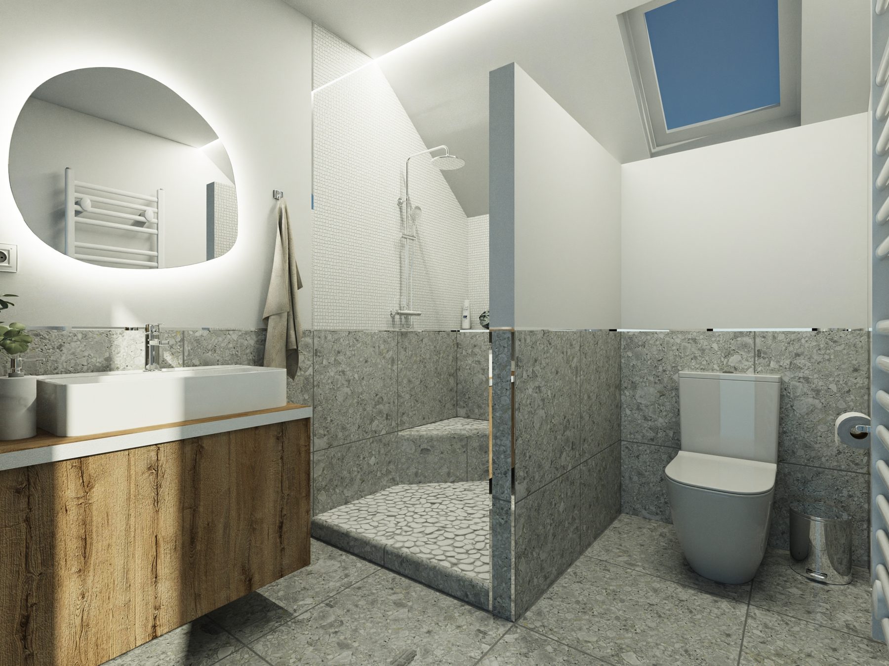 Rekonštrukcia kúpeľne v podkroví, realizácia MO design
